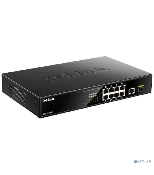 Коммутатор D-Link DGS-1010MP/A1A, 9×1 Гбит/с + 1×1 Гбит/с SFP, неуправляемый