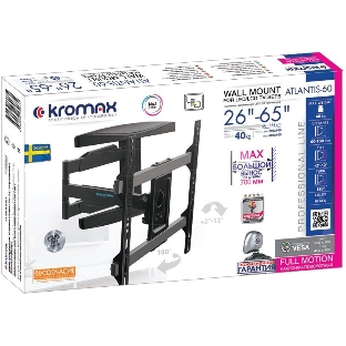 Кронштейн для телевизора Kromax ATLANTIS-60 черный 22'-65' макс.40кг настенный поворотно-выдвижной и наклонный