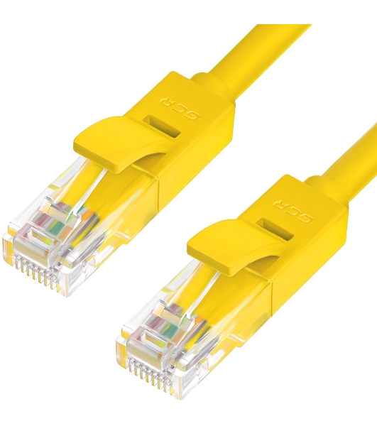 Патч-корд Greenconnect UTP прямой ethernet 0.5m cat.5е, RJ45, литой (Желтый) (GCR-LNC02-0.5m)