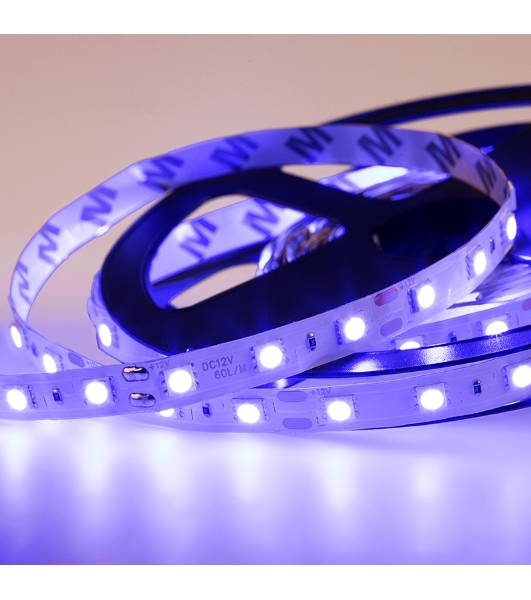 Лента светодиодная открытая, 10 мм, IP23, SMD 5050, 60 LED/m, 12 V, цвет свечения синий