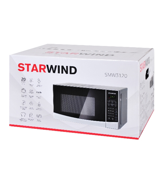 Микроволновая печь Starwind SMW3120 серебристый/черный, 20 л, 700 Вт, переключатели - сенсор