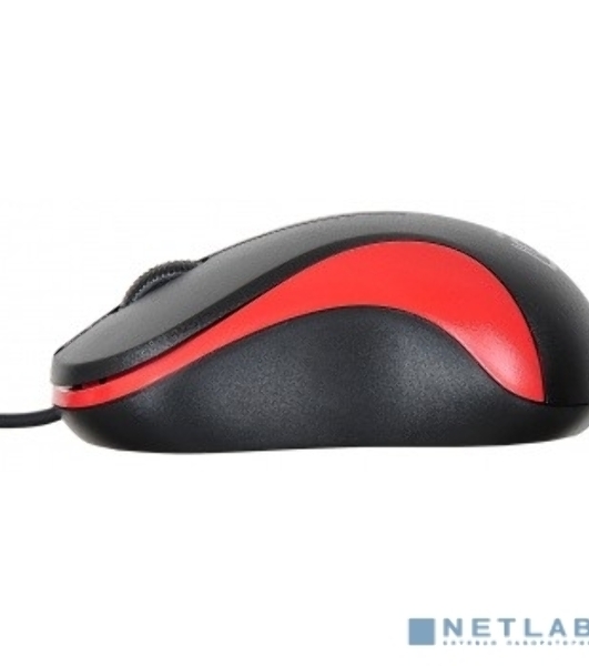 Мышь проводная Oklick 115S черный/красный, 1200 dpi, USB, кнопки - 3
