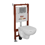 Комплект BAU 6 в 1: инсталляция BAU PRO для подвесного унитаза, унитаз подвесной безободковый Bau Novo, быстросъемное сиденье микролифт, круглая хромированная клавиша Aquanika, фото16