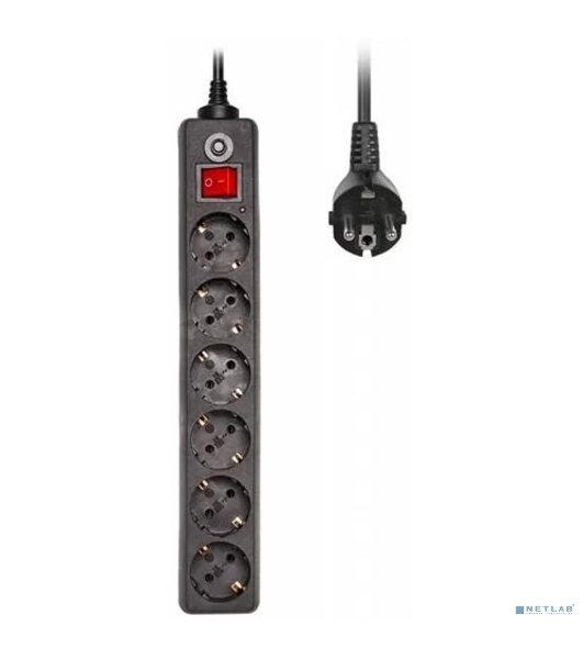 Сетевой фильтр Buro 600SH-1.8-B 1.8 м, 6 розеток, черный, коробка