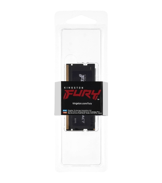 Оперативная память Kingston Fury Impact, DDR5, 16Gb (1x16Gb), 6400MHz, CL38, ECC, SO-DIMM, с радиатором, черный
