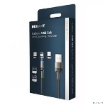 Кабель USB Rexant 3в1 со съемными магнитными портами, Type-С (2A), Lightning (2,4A), Micro USB (2A), 1,2м, в черной оплетке, с LED подсветкой, фото6