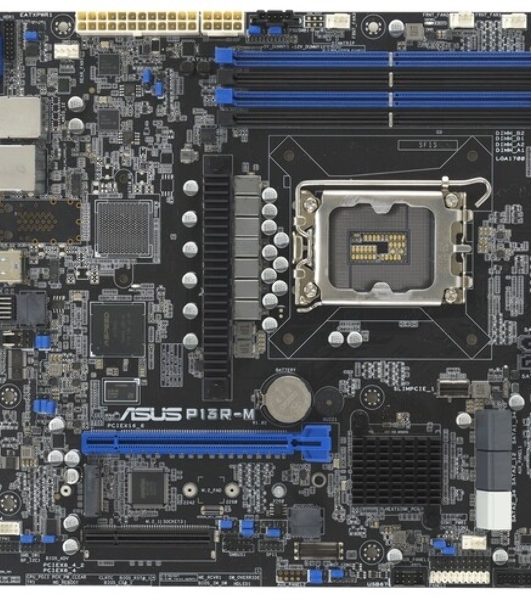 Материнская плата серверная ASUS P13R-M, LGA1700, Intel C262, 4xDDR5 (ECC), 8xSATA, 1xM.2, 1xPCIe 5.0 x16, 1xPCIe 3.0 x8, 1xVGA, 3x1Gb LAN, 3xUSB-A 10Gbps, mATX