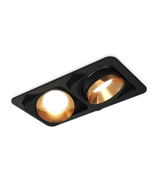 Комплект встраиваемого светильника Ambrella light XC7664024 SBK/PYG черный песок/золото желтое полированное MR16 GU5.3 (C7664, N7034)