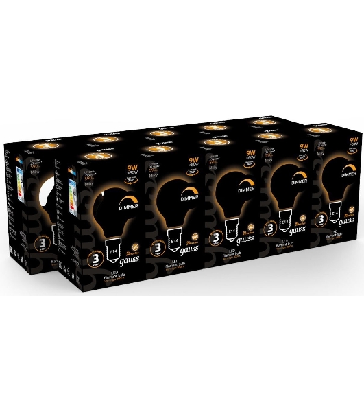 Лампа светодиодная Gauss Filament 105201109-D 9Вт цок.: E14 шар 220B 3000K св. свеч. белый теп. (упак.: 10 шт)