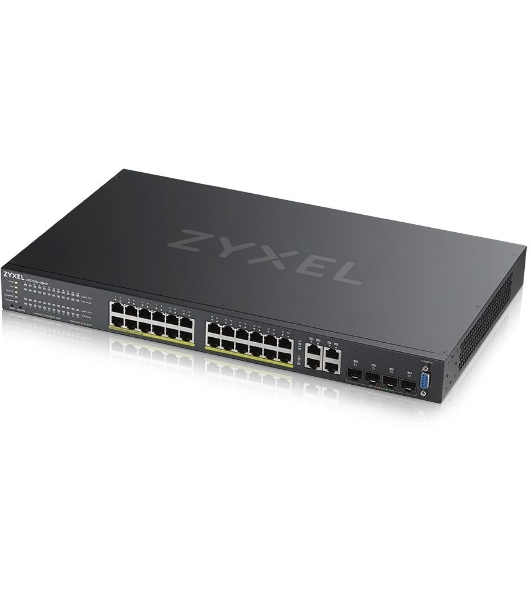 Коммутатор гибридный L2 PoE+ Zyxel NebulaFlex Pro GS2210-28HP, rack 19', 24xGE PoE+, 4xCombo (SFP/RJ-45), бюджет 375 Вт, автономное/облачное управление