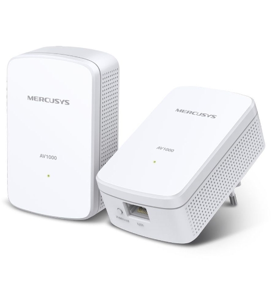 Комплект гигабитных адаптеров Mercusys AV1000 Gigabit Powerline Kit, HomePlug AV2 standard, 1 Gigabit port, 300m over electrical circuits, plug and play.