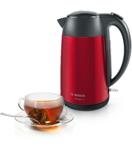Электрочайник Bosch TWK3P424 красный, 1.7 л, 2400 Вт, скрытый нагревательный элемент