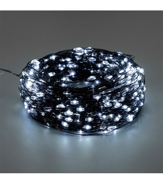 Гирлянда Роса с контроллером 50м, 500LED, IP20, 230В, зеленый провод, белое свечение 