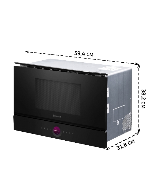 Встраиваемая микроволновая печь Bosch BFR7221B1 900Вт, 5 режимов, инвертер, 21 л, черный, петли справа