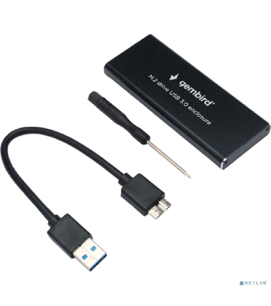 Внешний корпус Gembird EEM2-SATA-1 USB 3.0 для M2 SATA порт MicroB, металл, черный