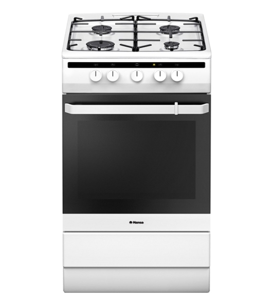 Плита газовая Hansa FCGW51001 белый, конфорок 4 шт, духовка 56 л, 50 см x 85 см x 60 см