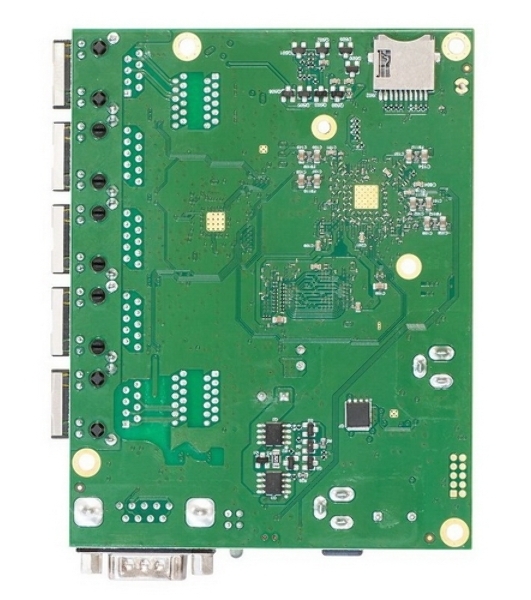 Плата маршрутизатора RB450Gx4 без корпуса RouterBOARD 450Gx4 with four core 716MHz Atheros CPU, 1 Gb RAM, 5 Gigabit LAN ports, PoE OUT on port #5, RouterOS L5