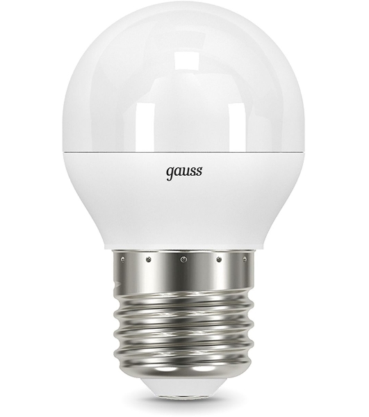 Лампа светодиодная Gauss Black 6.5Вт цок.: E27 шар 220B 3000K св. свеч. бел. теп. G45 (упак.: 10 шт)