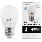 Лампа светодиодная Gauss Elementary 6Вт цок.: E27 шар 220B 6500K св. свеч. бел. хол. (упак.: 10 шт), фото6