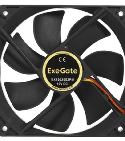 Вентилятор для корпуса ExeGate EX12025S3P черный, 120 мм, 1500 об/мин, 24 дБ, 3 pin