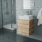 Тумба Bau Dream Blackwood 50 с дверцей, раковина BAU Cerama 48х37 белая, смеситель Hotel Still, нерж. сталь, фото 1