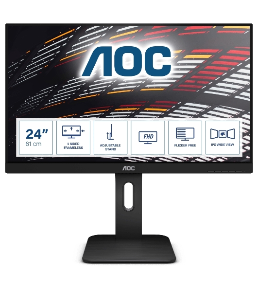 Монитор 24' AOC X24P1 IPS 1920x1200, 60 Гц, 4 мс, 16:10, 300 кд/м2, 1xHDMI, 1xDP, 1xVGA, 1xDVI, 1x3.5 мм, черный
