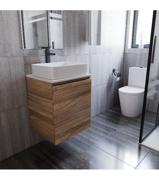 Тумба Bau Dream Blackwood 50 с дверцей, раковина BAU Hotel 48х37, смеситель для раковины высокий Hotel Black, черный