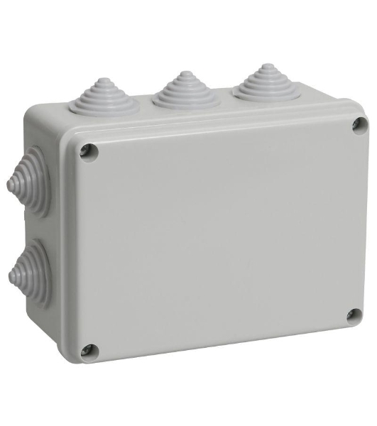 Коробка КМ41241 распаячная IEK UKO10-150-110-070-K41-44 для о/п 150х110х70 мм IP44 (RAL7035, 10 гермовводов)