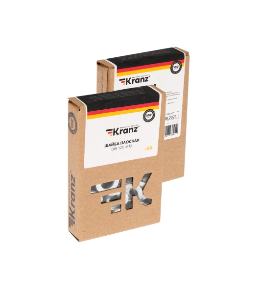 Шайба плоская Kranz DIN 125, M12, короб (50 шт./уп.)