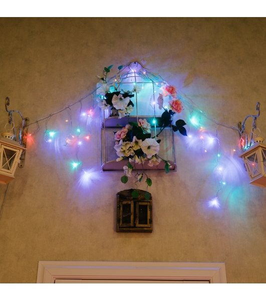 Гирлянда Neon-night Айсикл (бахрома) светодиодный, 1,8 х 0,5 м, прозрачный провод, 230 В, диоды RGB
