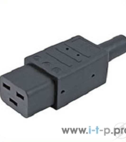 Разъемы для силового кабеля Hyperline CON-IEC320C19 Разъем IEC 60320 C19 220В 16A на кабель, контакты на винтах (плоские контакты внутри разъема), прямой