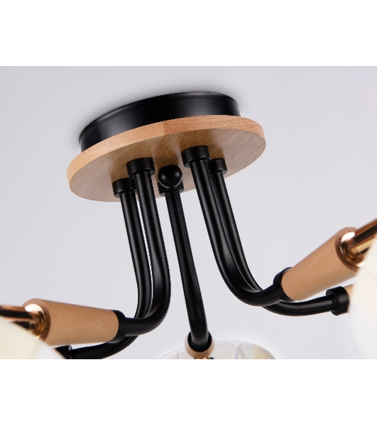Светильник Ambrella light TR4733/5 BK/LWD черный/светлое дерево E27/5 max 40W D610*270