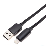 Кабель Rexant USB-A - Lightning для Apple, 2,4А, 1м, в черной нейлоновой оплетке, c LED дисплеем, фото3