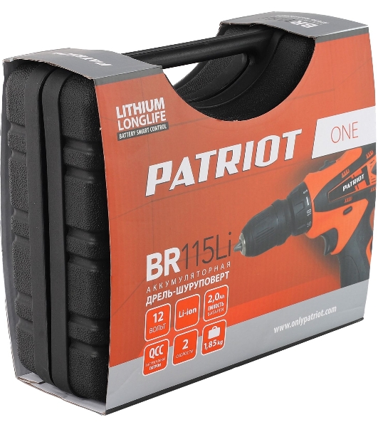 Дрель-шуруповерт Patriot BR 115Li, 12 В, 2 Ач, 25 Нм, щеточный