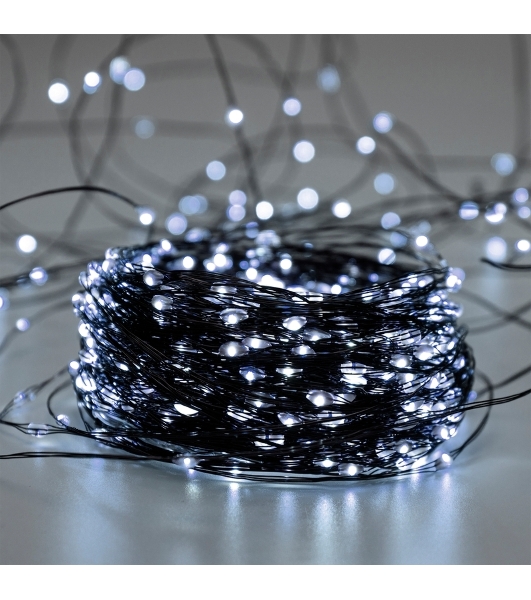 Гирлянда Роса с контроллером 30м, 300LED, IP20, 230В, зеленый провод, белое свечение 