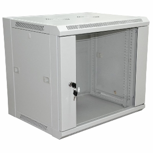 Настенный шкаф Rexant PRO 6U 600×600×370 мм (ШxГxВ) 19' - передняя дверь стекло, боковые стенки съемные (разобранный), RAL 7035