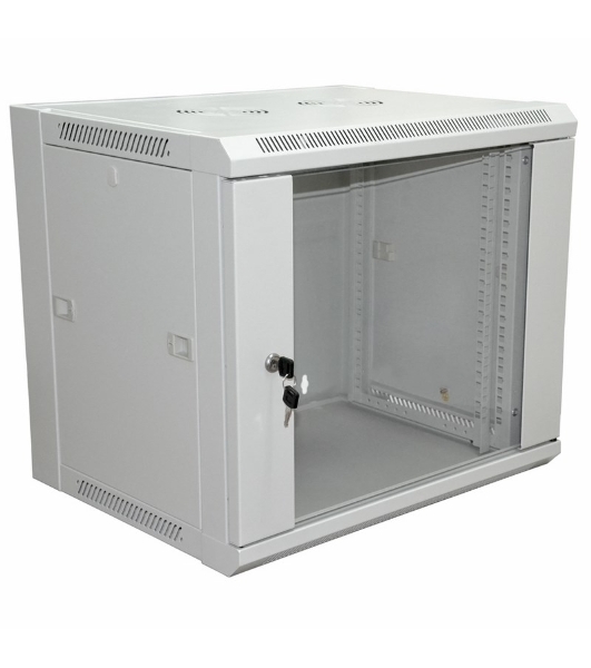 Настенный шкаф Rexant PRO 6U 600×600×370 мм (ШxГxВ) 19' - передняя дверь стекло, боковые стенки съемные (разобранный), RAL 7035