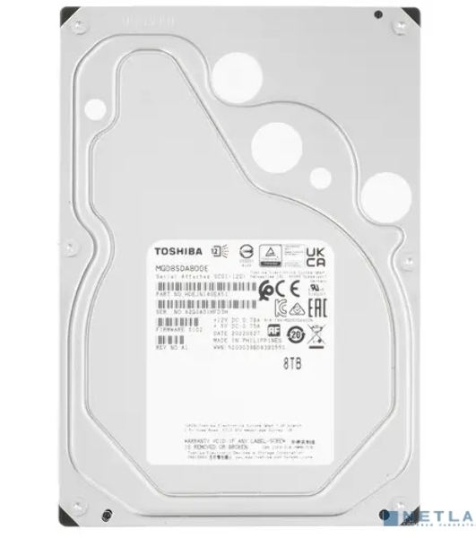 Жесткий диск Toshiba 3.5'; 8TB Enterprise Capacity HDD MG08SDA800E SAS 12Gb/s, 7200rpm, 256MB, 512e/4Kn, Bulk