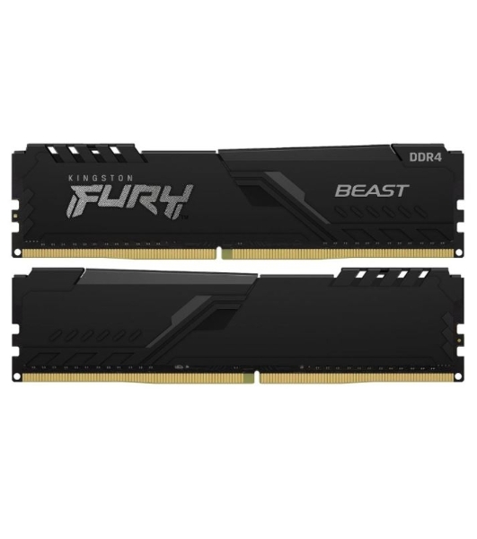 Оперативная память Kingston Fury Beast, DDR4, 32GB (2x16GB), 3600MHz, CL18, DIMM, с радиатором, черный