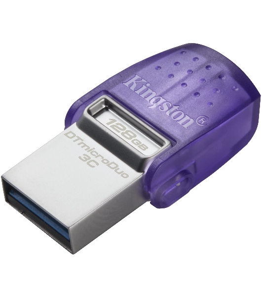 Флешка USB Kingston DataTraveler microDuo 3C (DTDUO3CG3/128Gb), 128Gb, USB 3.2 Gen 1/Type-C, R/W 200/15, фиолетовый