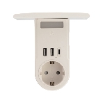 Сетевое зарядное устройство USB Rexant (2хUSB-A + USB-С) + розетка 220-250В с подсветкой и подставкой для телефона, фото 1