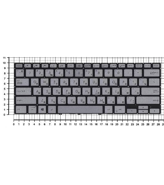 Клавиатура для ноутбука Asus Zenbook Flip 14 UX462DA серебристая с подсветкой