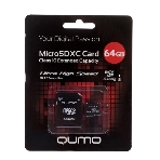 Флеш карта QUMO MicroSDXC 64Gb Class 10 UHS-I U3 черный adp, фото3