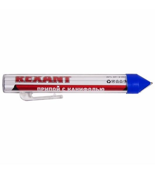 Припой с канифолью Rexant 20гр. d=1.0мм (Sn60 Pb40 Flux 2.2%)