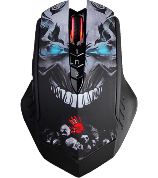 Мышь беспроводная A4Tech Bloody R80 Plus Skull черный, 5000 dpi, радиоканал, USB, кнопки - 8