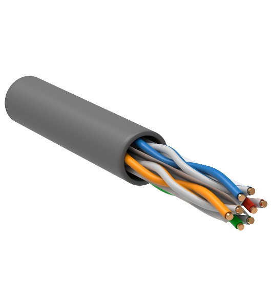 Кабель связи ITK витая пара U/UTP, кат.6, 4 пары 23AWG solid, 305м, ПВХ, серый