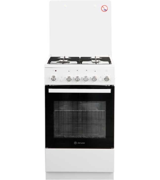 Плита комбинированная De Luxe 5040.40ГЭ (КР) ЧР белый, конфорок 4 шт, духовка 43 л, 50 см x 85 см x 50 см