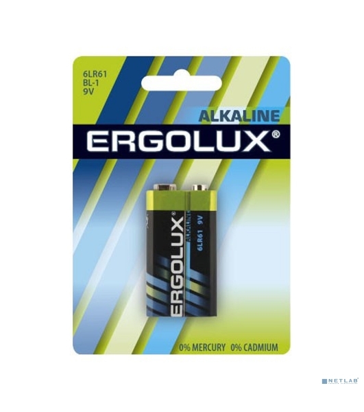 Элемент питания алкалиновый Ergolux 'крона' 6LR61 BL-1 6LR61 BL-1 9В Alkaline (блист.1шт)