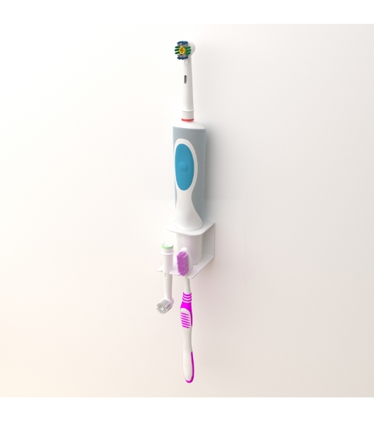 Держатель Rexant для хранения электрических зубных щеток и насадок, монтаж без сверления, белый