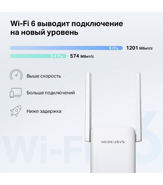 Повторитель беспроводного сигнала Mercusys ME70X AX1800 10/100/1000 белый (упак.:1шт)